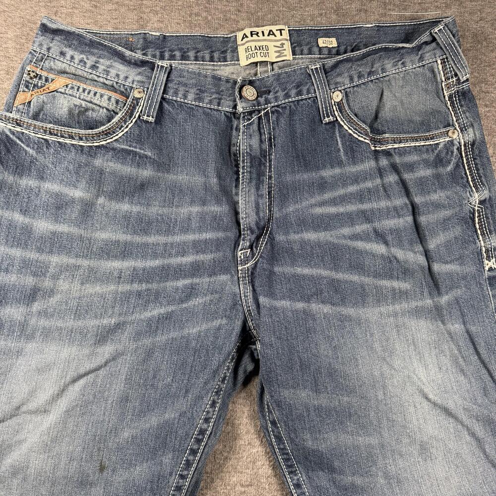 Ariat Jeans Mens 42x32 Blue M4 Coltrane Relaxed Bootcut Western Zip Fly Denim